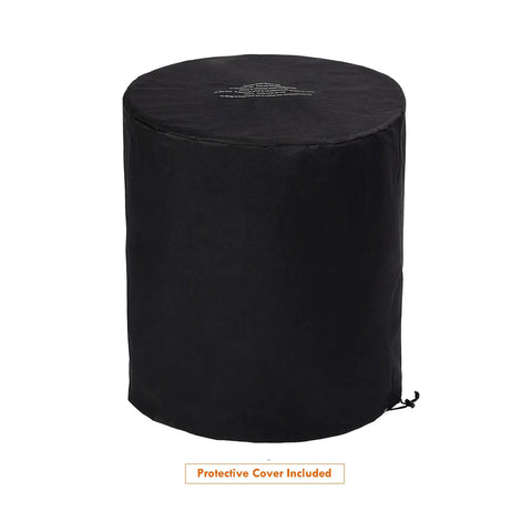 Outdoor Propane Fire Pit Table With Round Porcelain Tile Top 40,000 BTU Fire Bowl Column Auto Ignition Includes 400D Cover