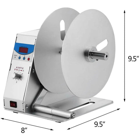 Heavy Duty Automatic Label Rewinder Machine Electric Speed Adjustable 0 To 50 Rpm Digital Tag Counter for DIY crafting, 9.5 inch width.