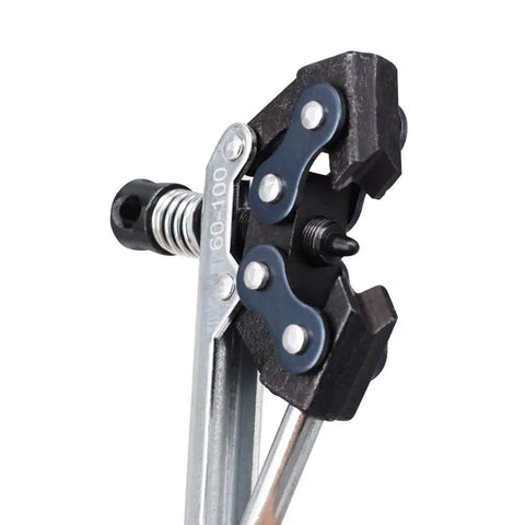 Close-up of Beast Heavy Duty 60 To 100 Roller Chain Breaker Cutter Tool with visible needle pin and steel handles for motorcycle chains