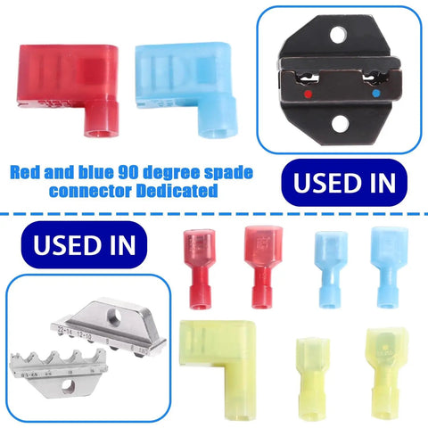 Nylon Spade Connector Right Angle Kit 90 Degree Terminals With Crimper Tool For Automotive Wiring 330 Piece Set Red 22 To 16 AWG