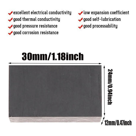 Pro Grade Graphite Electrolysis Plates Pack Of 10 30x24x12Mm 99.9% Purity dimensions for reliable electrical performance visible.