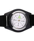 Dope Tactical Wrist Compass For Outdoor Adventures, Hiking And Camping Gear, Dual-Display Orienteering Tool, black band view