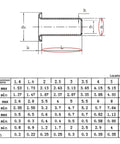 Technical diagram and size chart for PCB Copper Hollow Rivet Kit 1000 Pieces Mixed Sizes M0.9 M1.3 M1.5 M1.7 For Circuit Boards