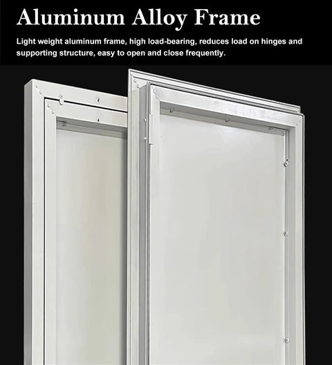 Flat Out Heavy Duty Metal Access Panel With Lockable Ceiling Door And Waterproof Wall Hatch For Attic Vent Covers Size 38 X 48 Inch aluminum alloy frame detail.