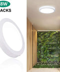 Modern LED Flush Mount Round Ceiling Light 18W 1400LM Surface Mount Panel 5000K Daylight White installed in hallway