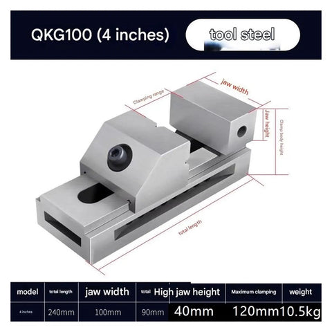 Heavy-Duty Lathe Vise for Precision Machining, Rock-Solid Clamping With Slots for Square and Round Parts, 4.0in Capacity, 0.005mm Accuracy