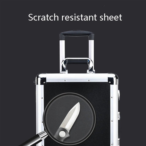 Rolling Toolbox On Wheels For Home Garage And Workshop, Portable Tool Case With Telescoping Handle, scratch-resistant aluminum panel