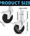 Five Inch Scaffolding Wheels, Scaffold Caster Set Of Four, detailed dimensions with heavy duty rubber tires and square stem.