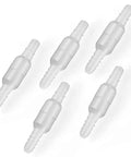 Oxygen tubing swivel connector, white plastic, 5-pack.