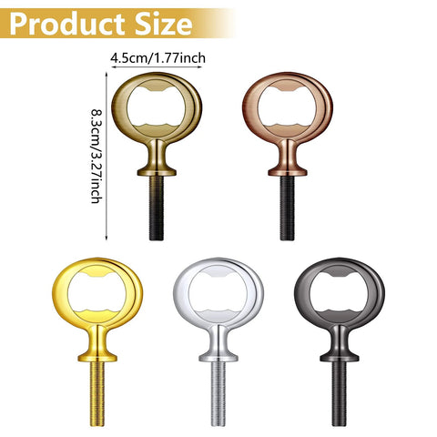 Patelai bottle opener inserts, stainless steel with threaded stems in gold, copper, silver, bronze and black.