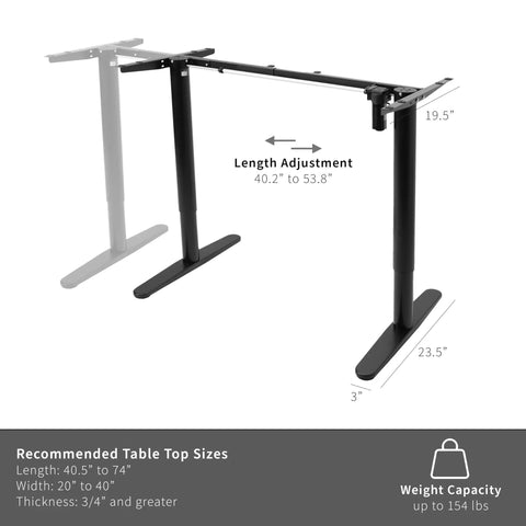 VIVO Electric Standing Desk Frame Single Motor Height Adjustable Workstation Base With Memory Settings Fits 41-74 Inch Tops Strong Black Steel Legs for ergonomic home office setup.