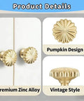 Six Pack Gold Pumpkin Shaped Cabinet Knobs With Screws showcasing zinc alloy and vintage style design details