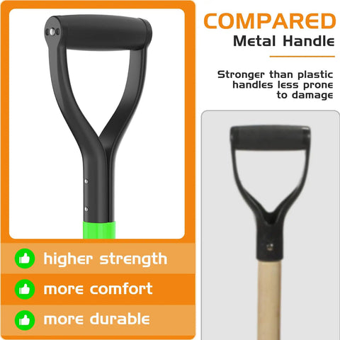 D grip details of Spade Shovel For Transplanting And Digging In Tight Spaces 45 Inch Steel D Grip Spade With Fiberglass Handle