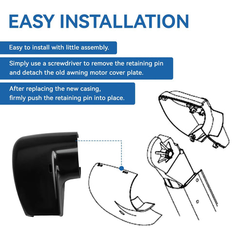 RV Awning End Cap Replacement Kit R001932006 Left Side Black For Compass And Altitude Awnings Idler Cover Included Easy Install guide