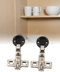 Soft Close Cabinet Hinges 26mm For Glass Doors 2 Pack Easy Install shown in a kitchen setting with cups and bowls on shelves