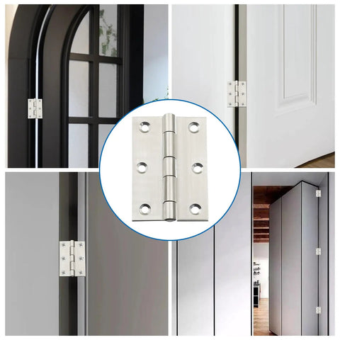 Rock Solid Three Inch Stainless Steel Folding Butt Hinges In Brushed Silver, Heavy Duty Rust Proof Hardware For Workshop Projects And Cabinet Assemblies, Premium Eight Pack To Bang Out The Work Fast