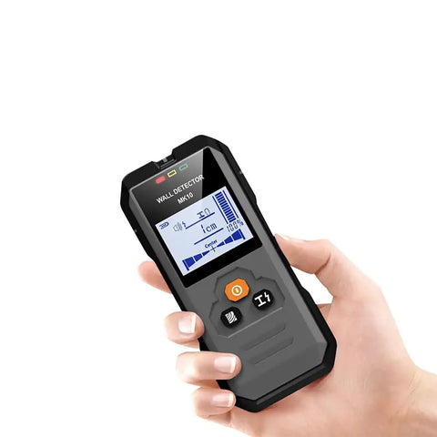 Wall Scanner And Stud Finder With Bright LCD Display For Quick Hit The Spot Accuracy Auto Calibration straight shooter design in hand.