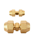 2 Pack Copper Pipe Connectors For Hvac Air Conditioning Repair Weld Free Couplings With Flare Nuts Solid Copper No Sweat Setup Heavy Duty Grip, 1/4 inch and 3/8 inch sizes.