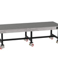 No Nonsense Welding Fixture Table With Precision Laser Cut Grid And Locking Swivel Casters 120 By 48 Inch Mobile Steel Workbench.
