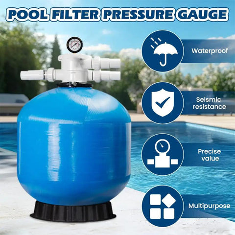 0-60 Psi Pool Filter Pressure Gauge With A Pro Grade Built To Last 2 Inch Dial, 1/4 Inch NPT Lower Mount, Stainless Steel Case, IP67 Waterproof