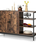 Rock Solid Two Door Industrial Kitchen Storage Cabinet Vintage Sideboard With Adjustable Steel Shelves And Secure Magnetic Catches For Cozy Home Organization with decorative items.