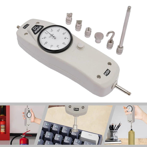 100Lb Push Pull Force Gauge Handheld Tester For Measuring Push And Pull Forces With High Accuracy Within Five Tenths Of A Percent And Lightweight Portable Design, analog dial gauge with attachments