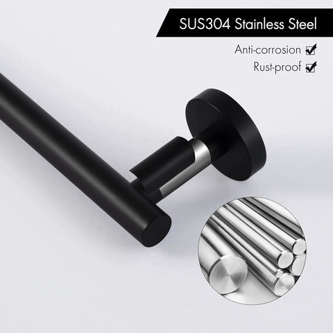 Matte Black Stainless Steel Towel Bar For Bathroom 25 Inch Wall Mounted Hand Towel Holder Heavy Duty Rustproof SUS304 material detail