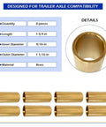 Eight Piece Beefy Brass Leaf Spring Bushing Kit For Trailer Axles With 9/16 Inch ID And 11/16 Inch OD, brass bushings