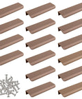 Curved Aluminum Finger Edge Drawer Pulls 120mm Brown 16 Pack Modern Style Cabinet Handles with screws