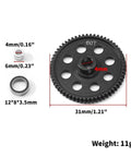 0.5M 54T / 60T Hardened Steel Spur Gear For Traxxas LaTrax 1/18 RC Car, showing gear dimensions and weights, CNC machined.