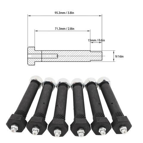 Greaseable Spring Shackle Bolts for Trailers Steel 9 16 Inch By 3 Inch M11x1 Threads Heavy Duty Trailer Suspension Hardware With Grease Zerk Wide Axle Fitment For 2000 3500 5200 6000 7000 Lb Axles, 6-pack