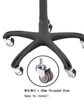 Heavy Duty Rubber Swivel Caster Wheels Set Of Five Silent Furniture Casters With M10 And M12 Threaded Stems 1.5 Inch mounted on furniture base.