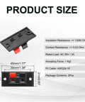 2 Way Spring Terminal Clip Push Release Connector Plate Jack Socket For Speaker Terminal Strip Block Test Clip Kit Eight Pieces with size dimensions and specs