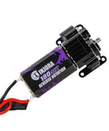 180 Pro 48T RC Gearbox for 1/18 TRX4M with low range steel gears and neodymium magnet motor, side view showing wiring