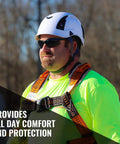 Construction worker wearing an APEX Type 2 Safety Helmet Vented Hard Hat for all-day comfort and protection on the jobsite.