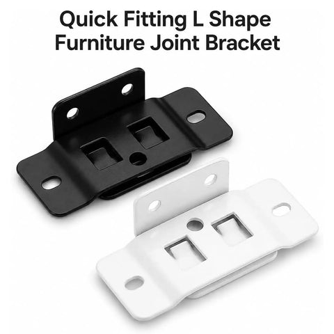 Two In One Locking Insert Shelf Brackets Set Of 20 Heavy Duty L Shape Corner Connectors Black and White Front View