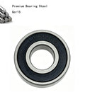 Sweet 10 Pack Of 6202-2RS Deep Groove Ball Bearings In 15x35x11mm Size That Are Double Rubber Sealed Chrome Steel Gems, shown from front.