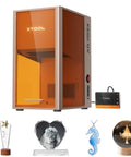 Pro Grade Ultra UV Glass Engraver With 5W Laser, 3D Inner Engraving, Dual 48MP Cameras, featuring engraved glass ornaments