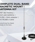 Dual Band VHF UHF Ham Radio Antenna With Magnetic Mount For Mobile Use Covers 136 To 174 MHz And 400 To 520 MHz Low VSWR Under 1.5