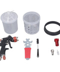 Aluminum Alloy Body Air Paint Sprayer With Stainless Steel Head Adjustable Amplitude Pro Grade Car Spray Gun For Auto Parts And Home Decor Heavy Duty High Atomization And Wide Spray Range with cup, nozzle kit and brush