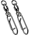 Beefy Heavy Duty Snap Swivels Set With Stainless Rolling Bearings For Freshwater Fishing Stainless Steel Clips In Black Nickel Finish 25 Pack 45 Pound Test High Strength, two black nickel swivels