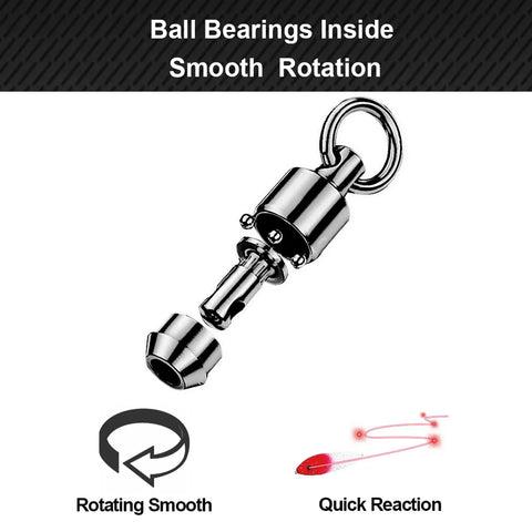 Heavy Duty Snap Swivels For Saltwater And Freshwater Fishing With Ball Bearing Action, Stainless Steel Construction, Split Rings, Nickel Finish, 25 Pack