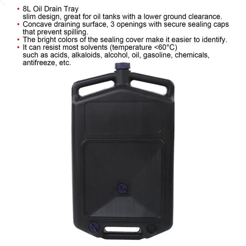 Get This Pro 8L Low Profile Oil Drain Pan For Car And Motorcycle Service With Huge Capacity to Handle Coolant Antifreeze and All Fluids.