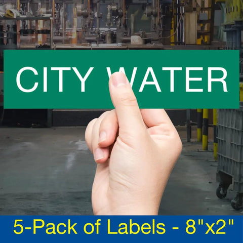 Five Pack City Water Pipe Markers Asme A13.1 Compliant Green Vinyl Labels With Slick Permanent Adhesive Uv And Chemical Resistant Tube Tags For No Fuss Plumbing Upkeep That Hits The Spot Every Single Time
