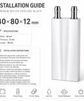 Installation guide for Premium Aluminum Water Cooling Block M Type Channel Liquid Heatsink For PC CPU 2 Pack, 40x80x12 mm.