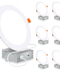 Six Inch Ultra Thin LED Recessed Light With Junction Box 5000K Daylight Canless Wafer Downlight 12W Equals 110W Dimmable Ceiling Light