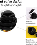 Close-up of dual valve design for easy inflation and deflation of Go To Outrigger Stabilizer Kit For Kayaks And Canoes Lightweight Portable Paddling Accessory In White Keeps You Steady While Fishing And Boating On Choppy Water Easy Install For Inflatable Boats And Outdoor Adventures.