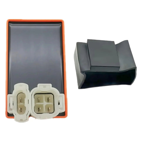 GY6 6-Pin AC CDI Box With Ignition Coil And A7TC Spark Plugs for 50cc-150cc scooters and dirt bikes, orange casing