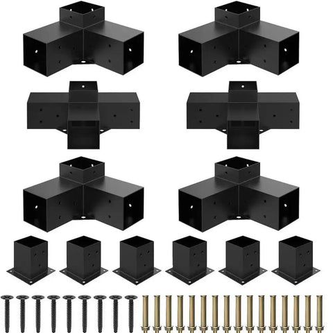 Heavy Duty Pergola Kit With 3 Way Corner Brackets For DIY Gazebo Hardware Kit For Patio Backyard Outdoor Use Weather Resistant Sturdy Construction