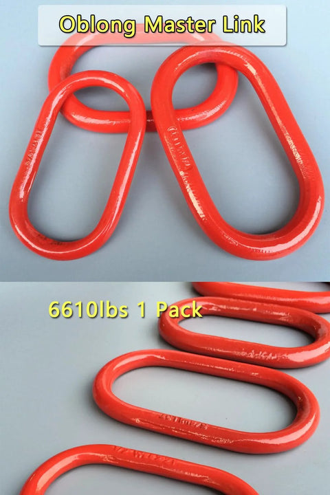 Heavy Duty G80 Alloy Steel Master Link Chain Lifting Ring 3.0T 6610 Lbs Capacity for Rigging and Lifting, Oblong shape